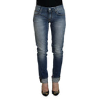 Acht Blue Washed Cotton Low Waist Women Casual Jeans