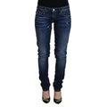 Acht Blue Washed Cotton Low Waist Women Casual Jeans