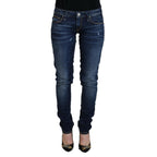 Acht Blue Washed Cotton Low Waist Women Casual Jeans