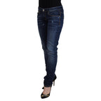 Acht Blue Washed Cotton Low Waist Women Casual Jeans