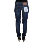 Acht Blue Washed Cotton Low Waist Women Casual Jeans