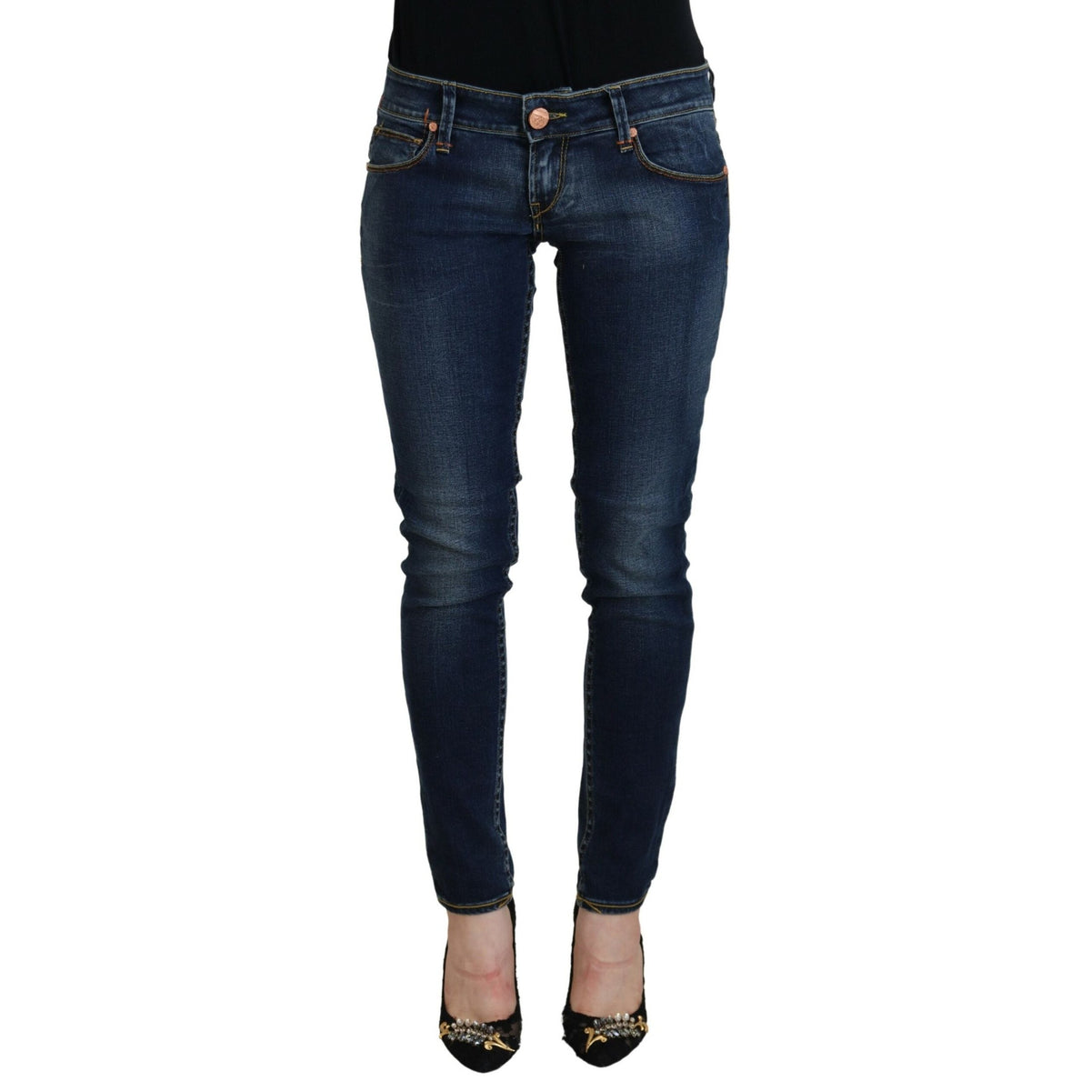 Acht Blue Cotton Low Waist Skinny Women Casual Jeans