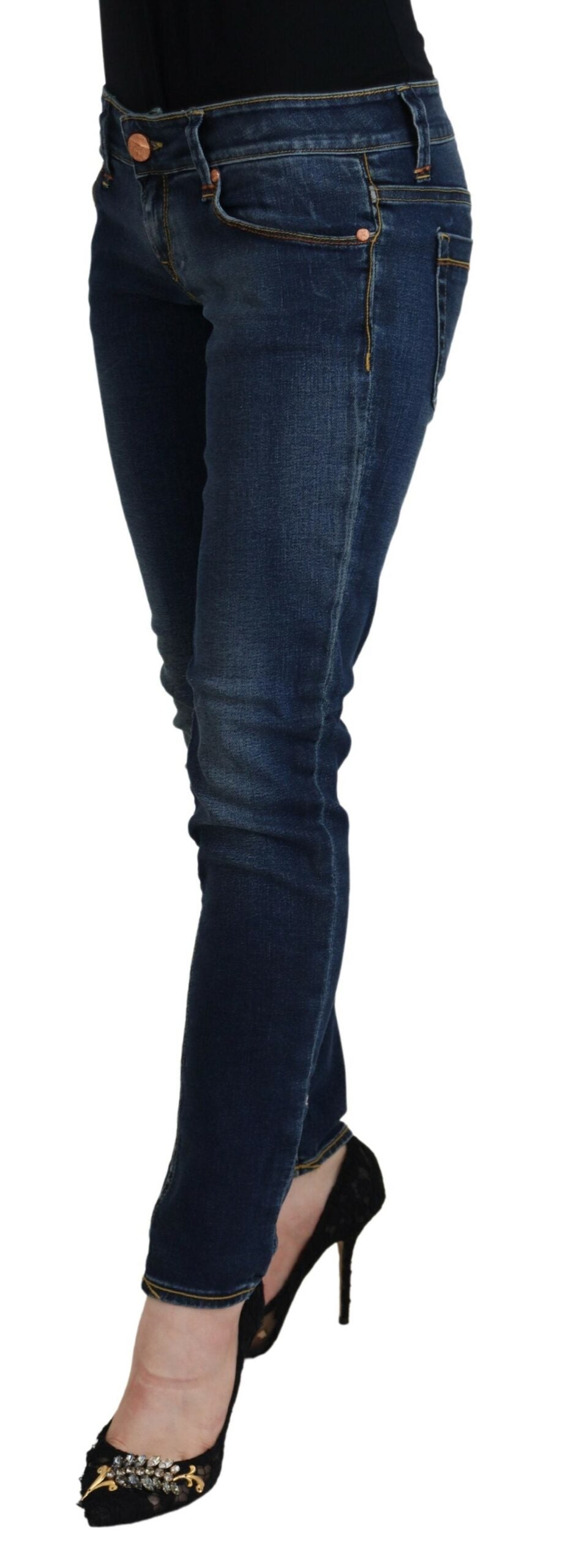 Acht Blue Cotton Low Waist Skinny Women Casual Jeans Acht
