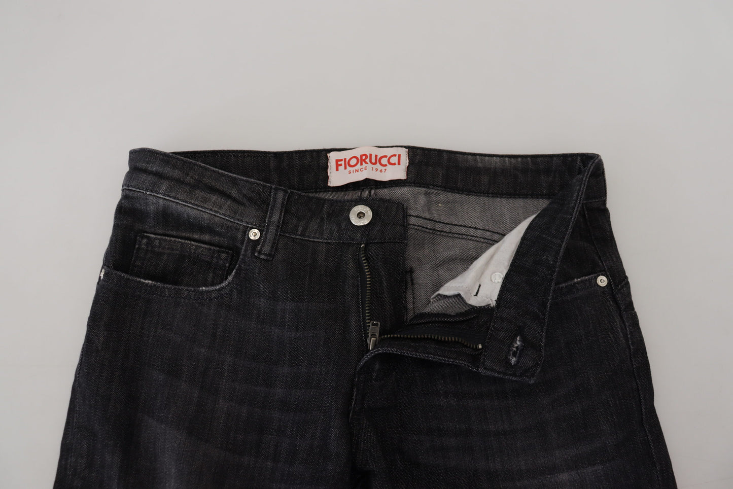Fiorucci Black Cotton Low Waist Skinny Women Casual Jeans Fiorucci