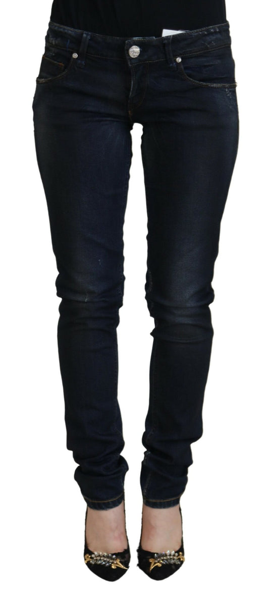 Acht Blue Cotton Low Waist Slim Fit Women Casual Jeans Acht