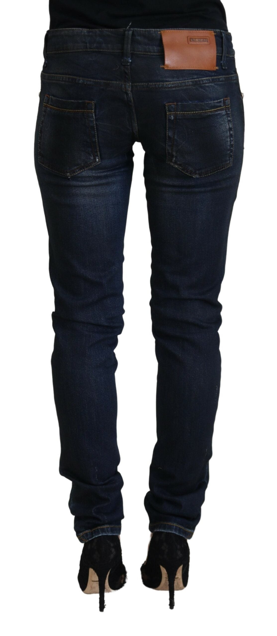Acht Blue Cotton Low Waist Slim Fit Women Casual Jeans Acht