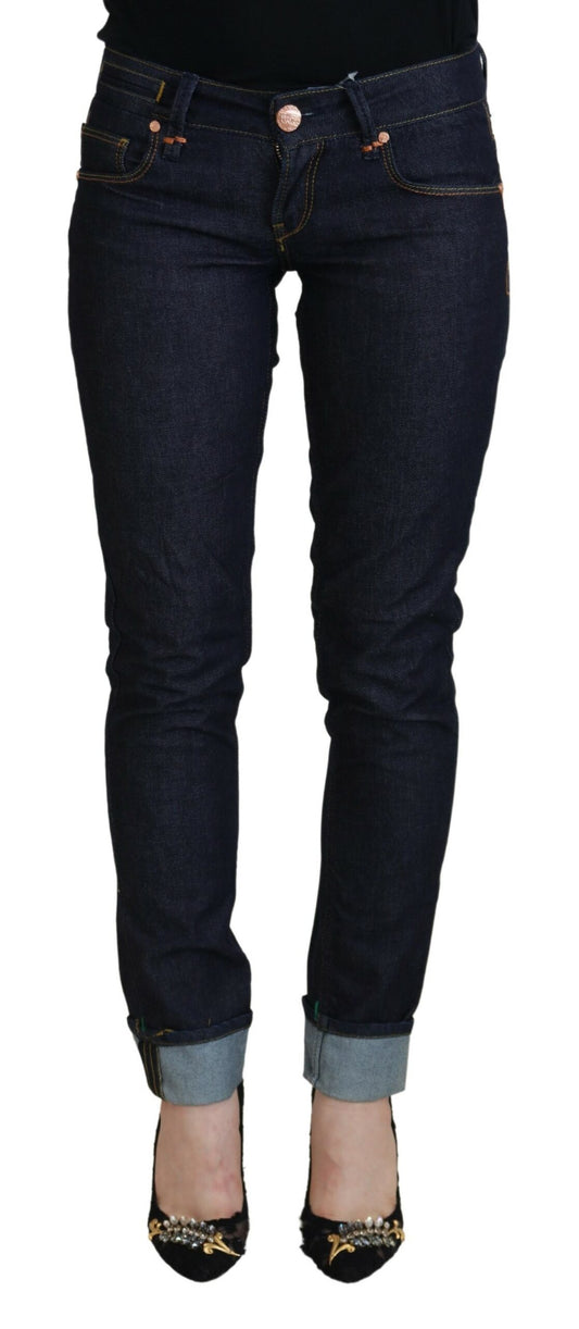 Acht Blue Cotton Low Waist Slim Fit Women Casual Jeans Acht
