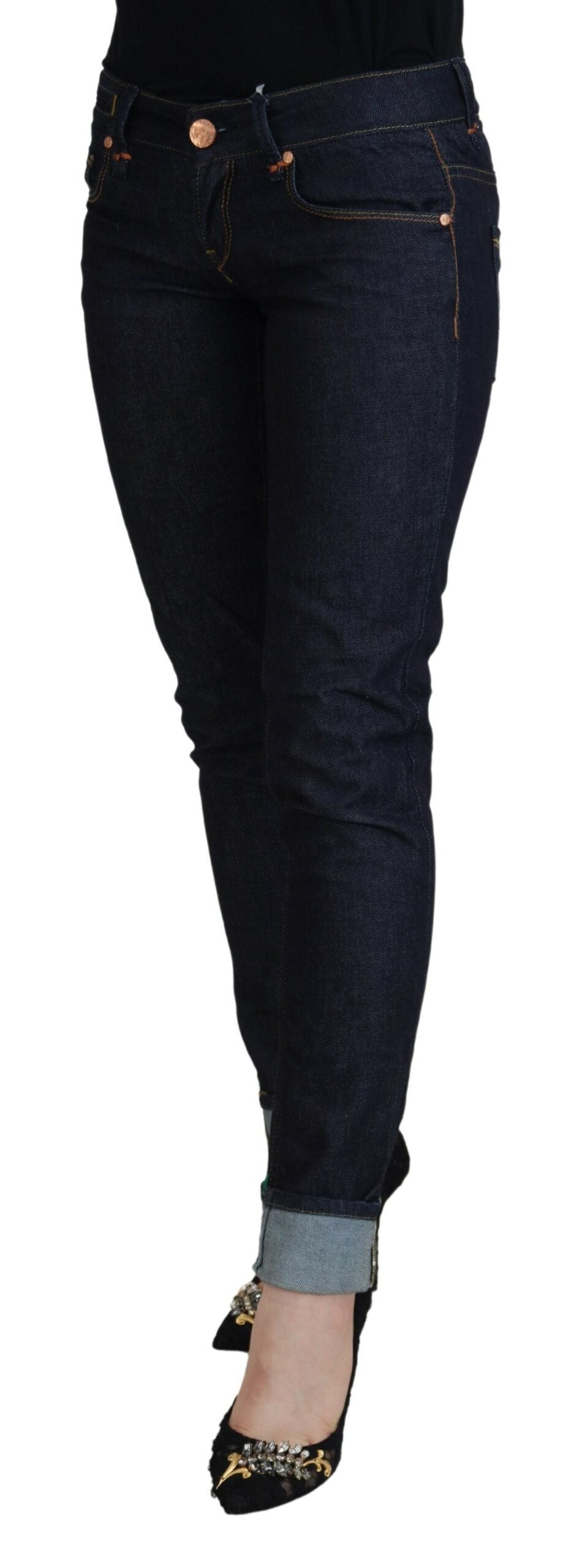 Acht Blue Cotton Low Waist Slim Fit Women Casual Jeans Acht