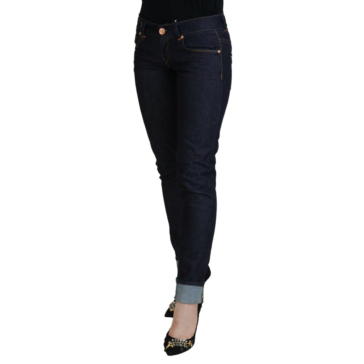 Acht Blue Cotton Low Waist Slim Fit Women Casual Jeans