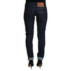 Acht Blue Cotton Low Waist Slim Fit Women Casual Jeans