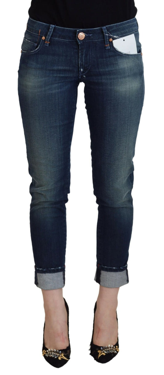 Acht Blue Cotton Slim Fit Women Casual Denim Jeans Acht