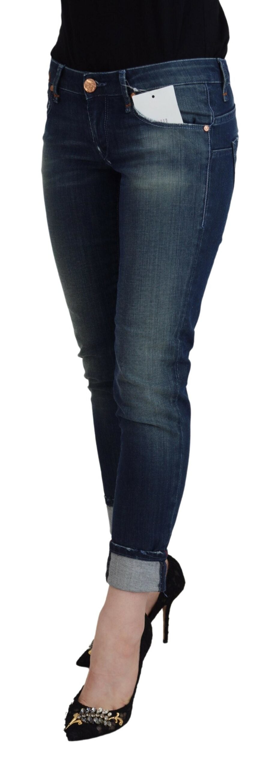 Acht Blue Cotton Slim Fit Women Casual Denim Jeans Acht