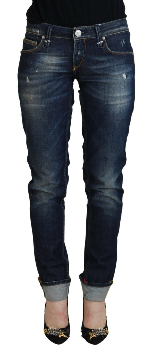 Acht Blue Cotton Slim Fit Women Casual Denim Jeans Acht