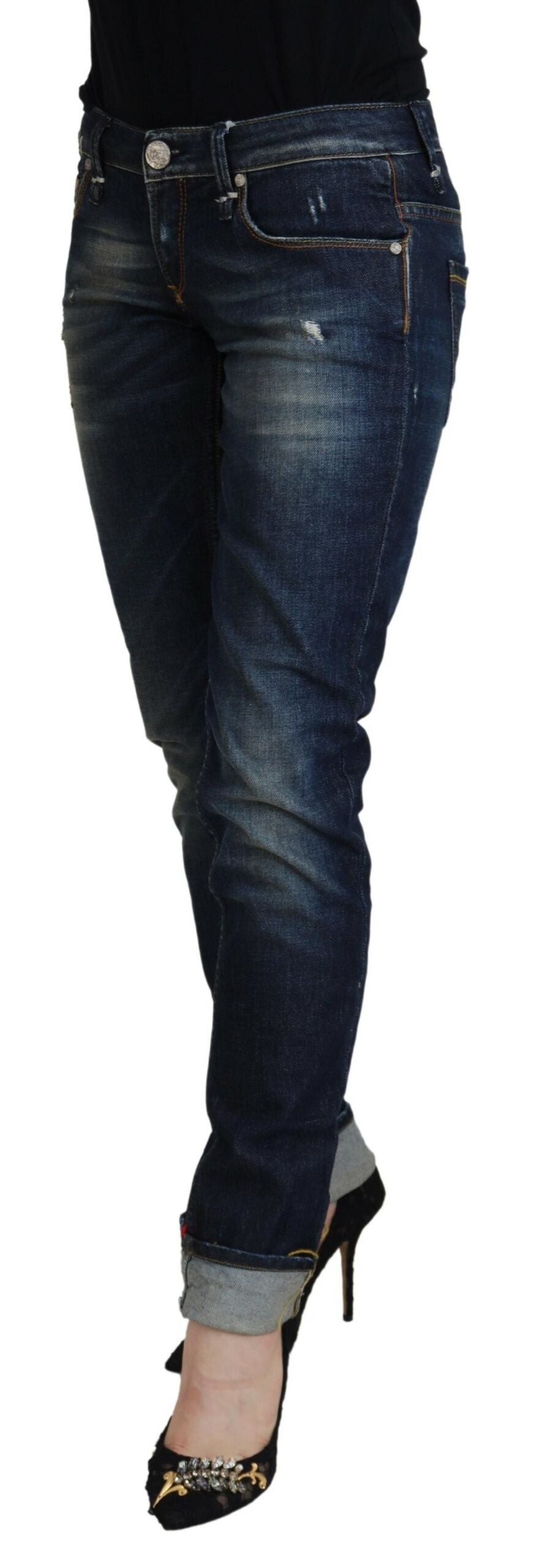 Acht Blue Cotton Slim Fit Women Casual Denim Jeans Acht