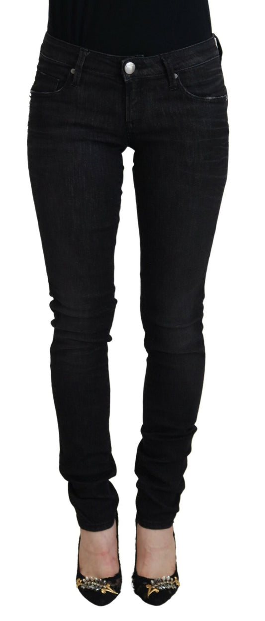 Acht Black Cotton Slim Fit Women Casual Denim Jeans Acht