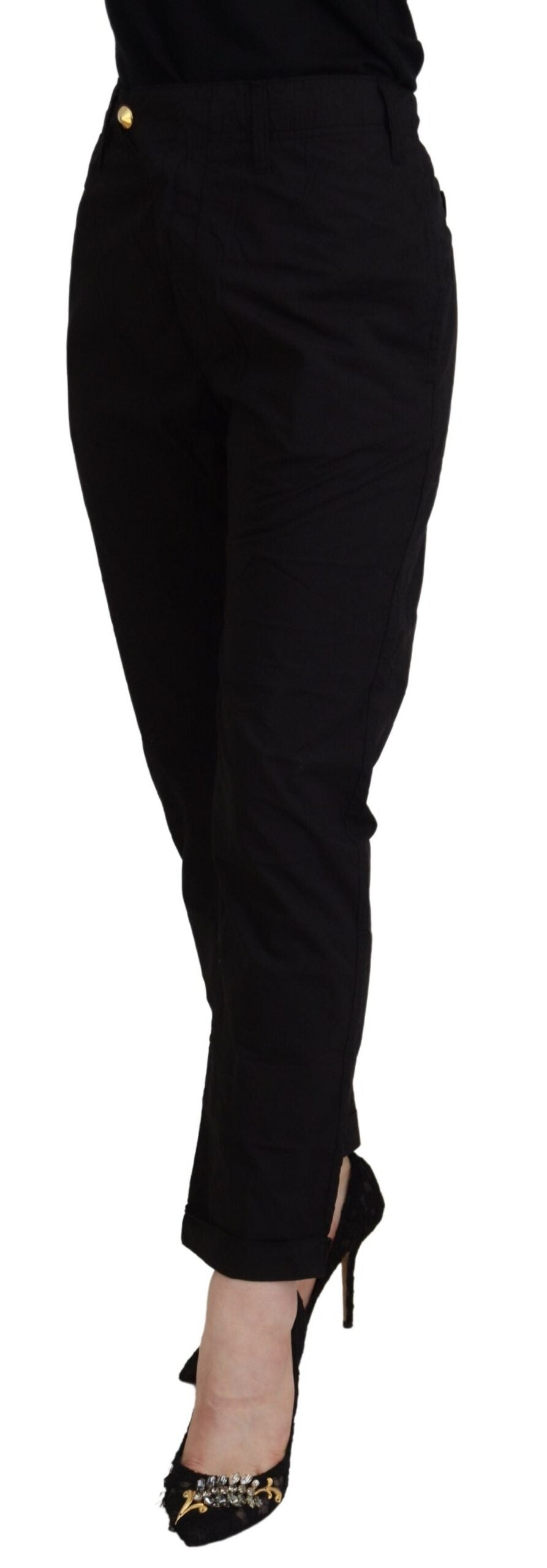 CYCLE Black Cotton Baggy High Waist Women Pants CYCLE