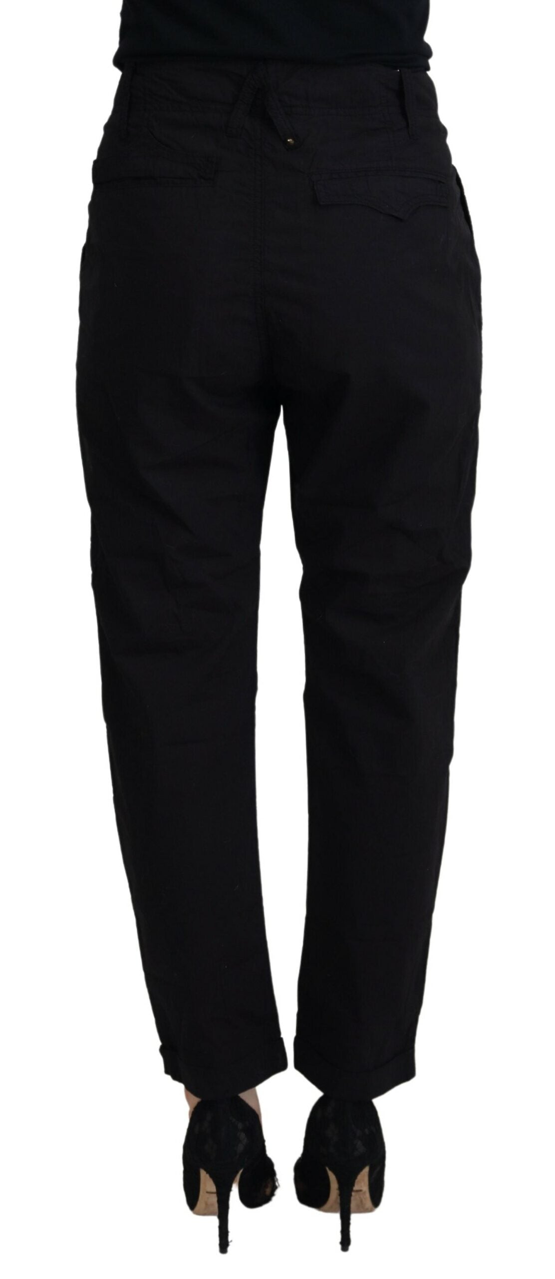 CYCLE Black Cotton Baggy High Waist Women Pants CYCLE