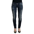 Acht Blue Washed Cotton Slim Fit Women Denim Jeans