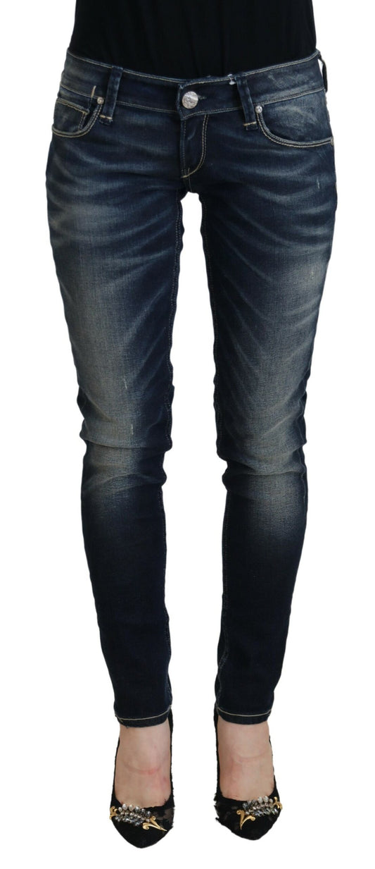 Acht Blue Washed Cotton Slim Fit Women Denim Jeans Acht