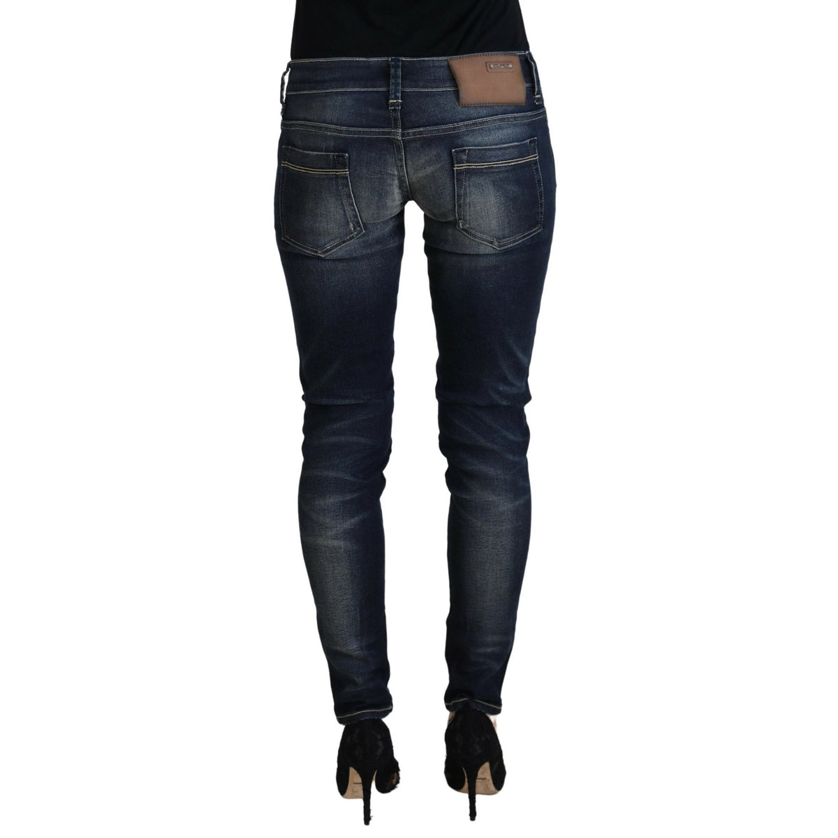 Acht Blue Washed Cotton Slim Fit Women Denim Jeans