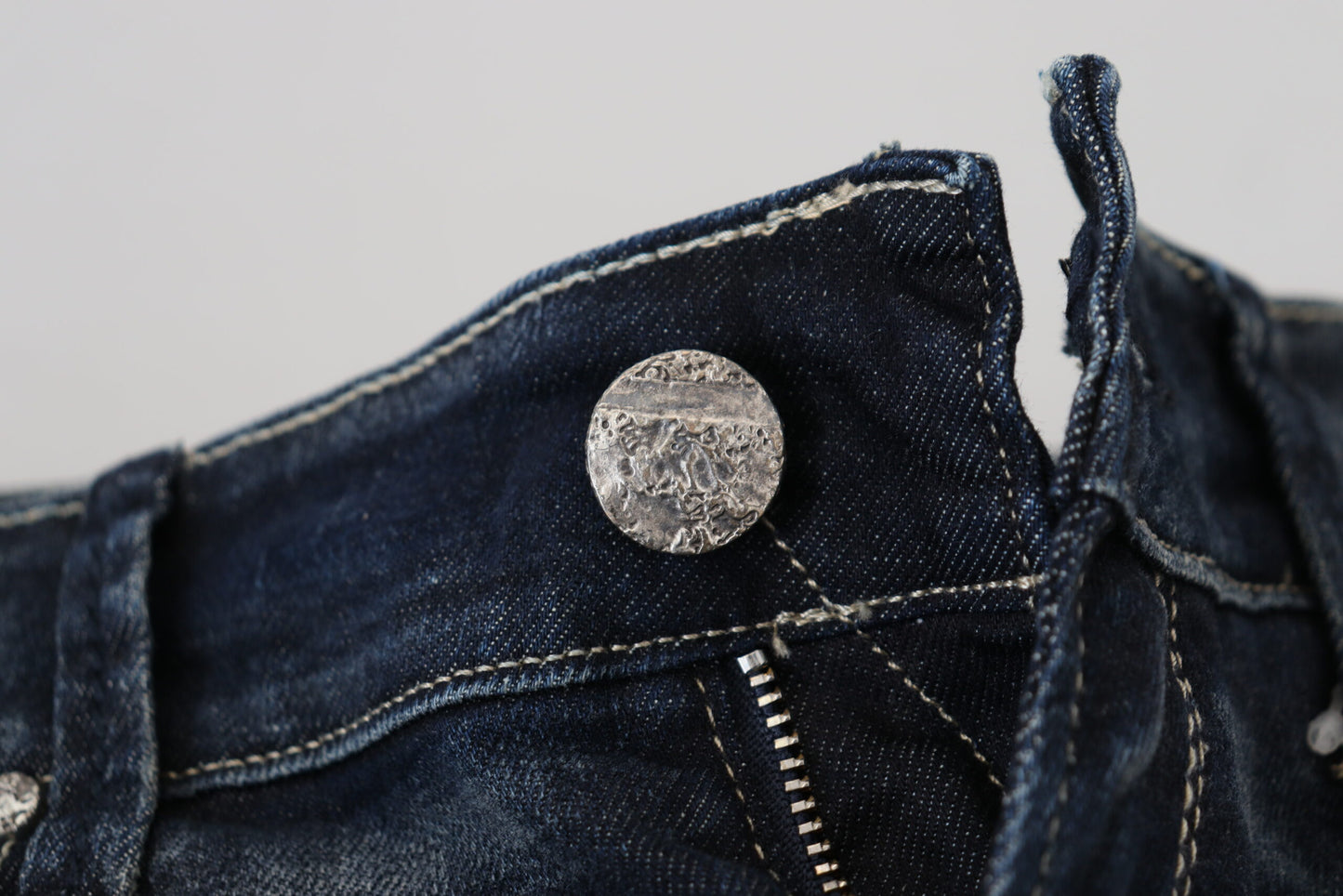 Acht Blue Washed Cotton Slim Fit Women Denim Jeans Acht