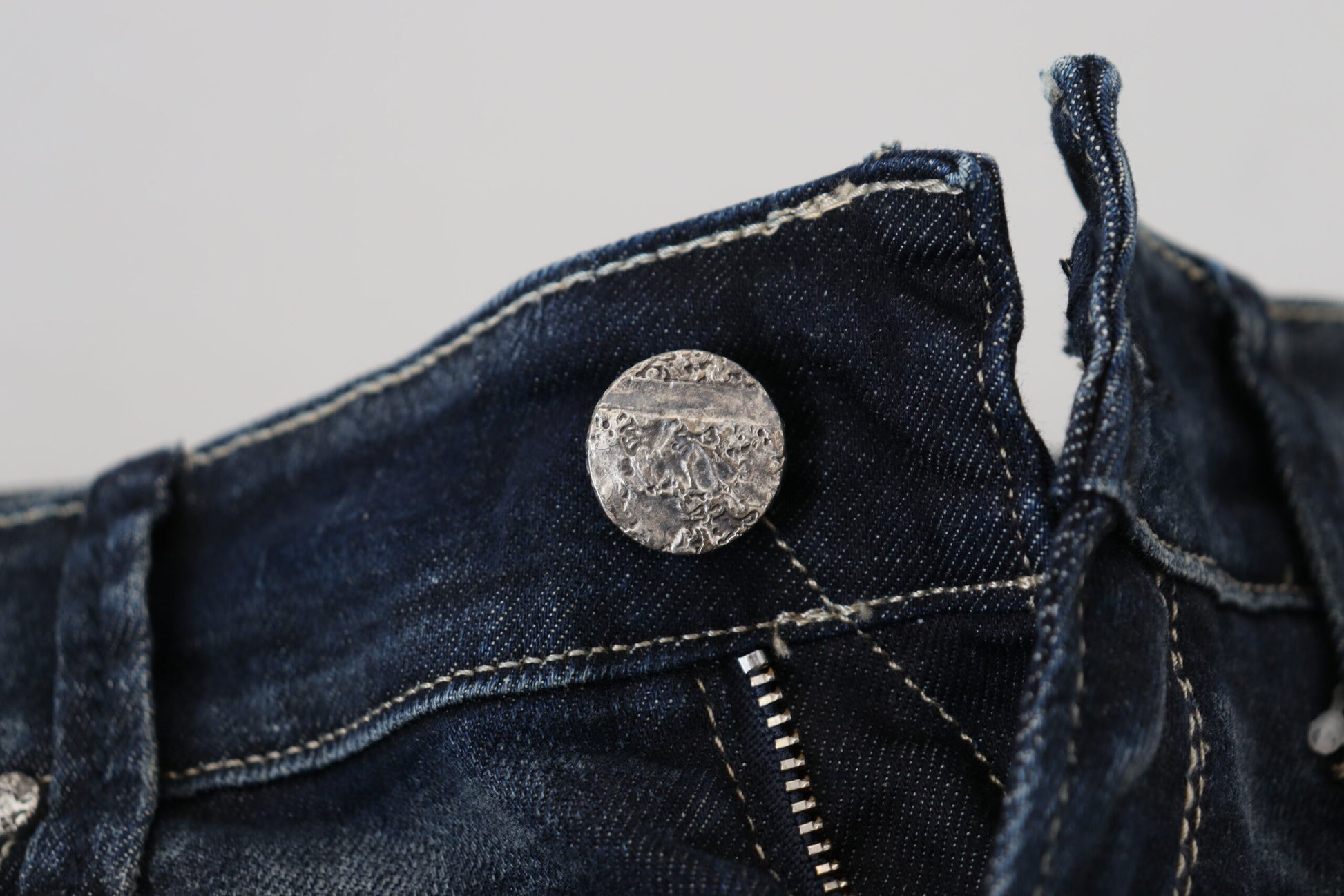 Acht Blue Washed Cotton Slim Fit Women Denim Jeans Acht