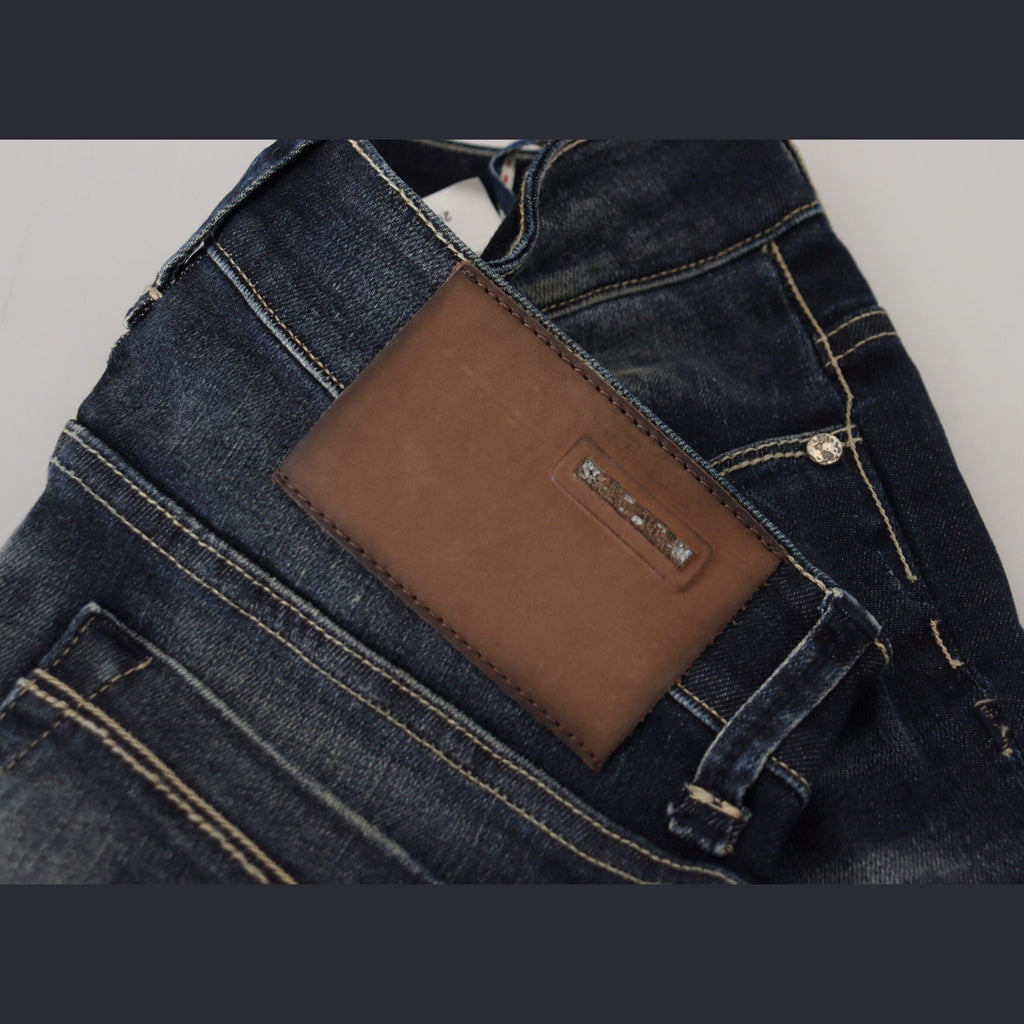 Acht Blue Washed Cotton Slim Fit Women Denim Jeans