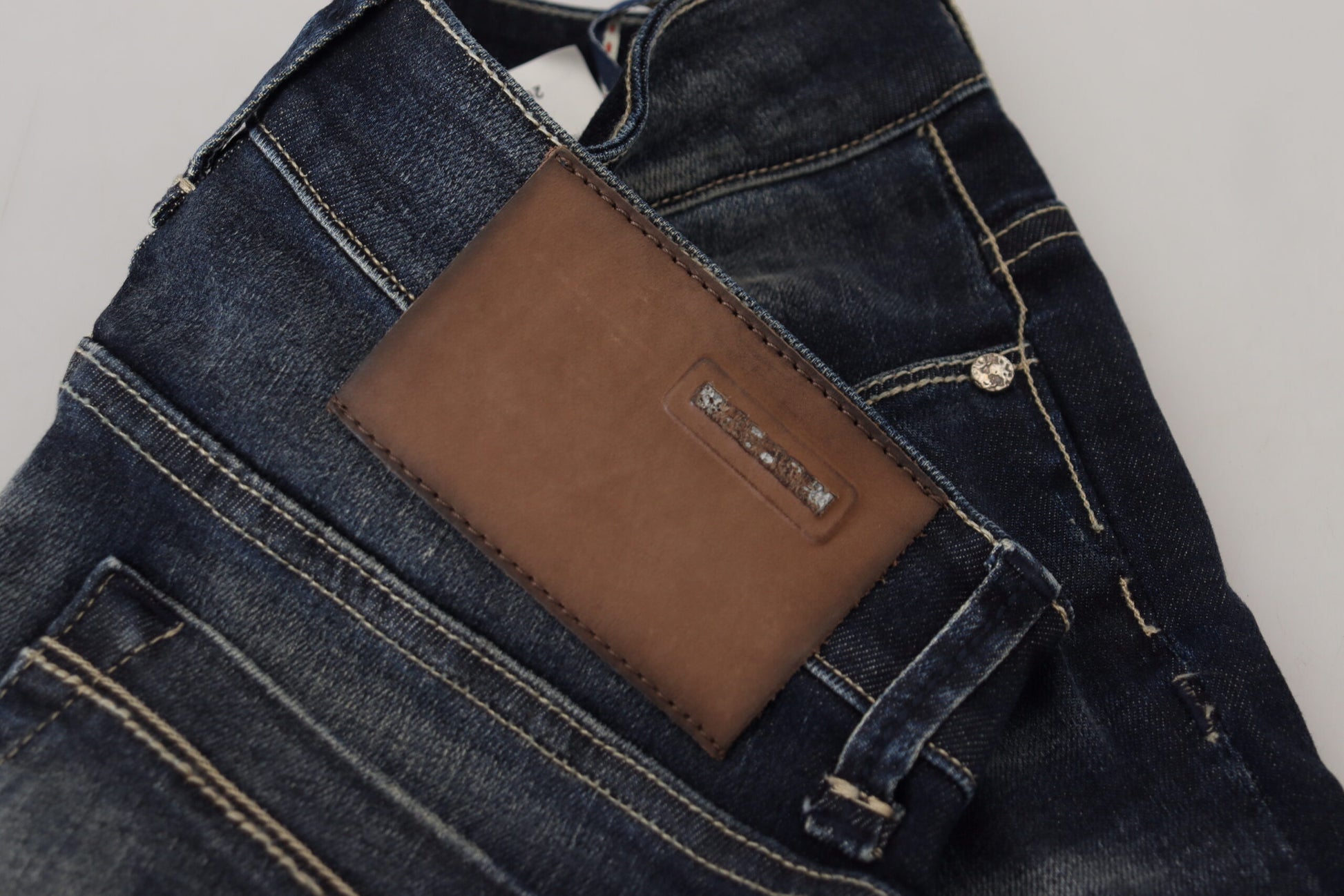 Acht Blue Washed Cotton Slim Fit Women Denim Jeans Acht