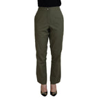 LAUREL Green Cotton High Waist Women Tapered Pants