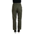LAUREL Green Cotton High Waist Women Tapered Pants