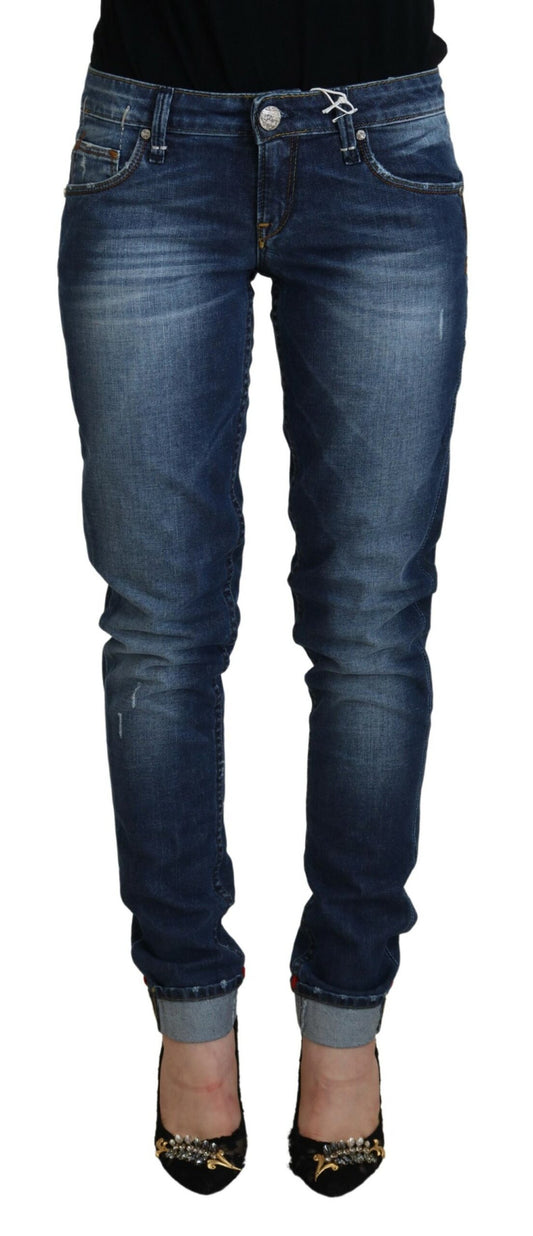 Acht Blue Washed Cotton Slim Fit Women Denim Jeans Acht