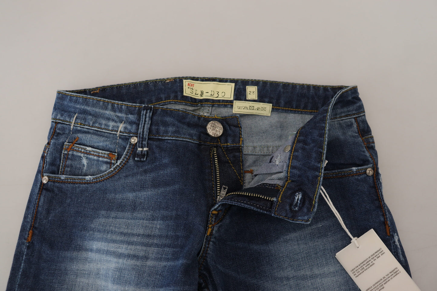 Acht Blue Washed Cotton Slim Fit Women Denim Jeans Acht