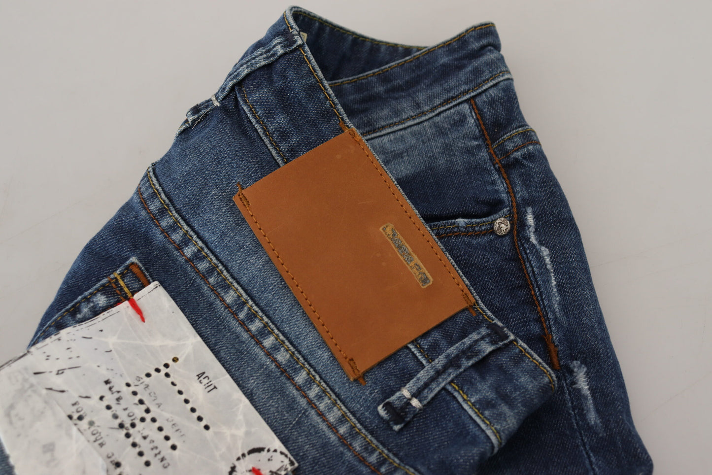 Acht Blue Washed Cotton Slim Fit Women Denim Jeans Acht