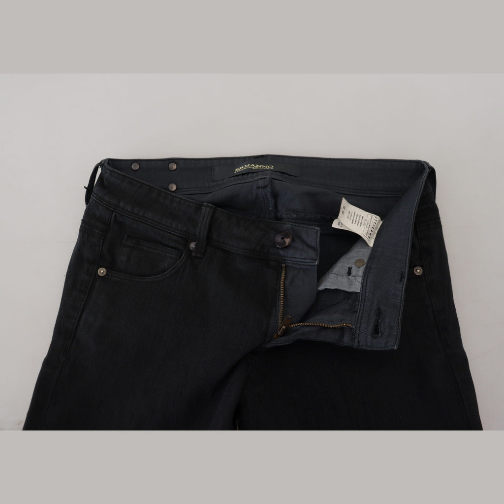 Ermanno Scervino Black Cotton Slim Fit Women Denim Jeans