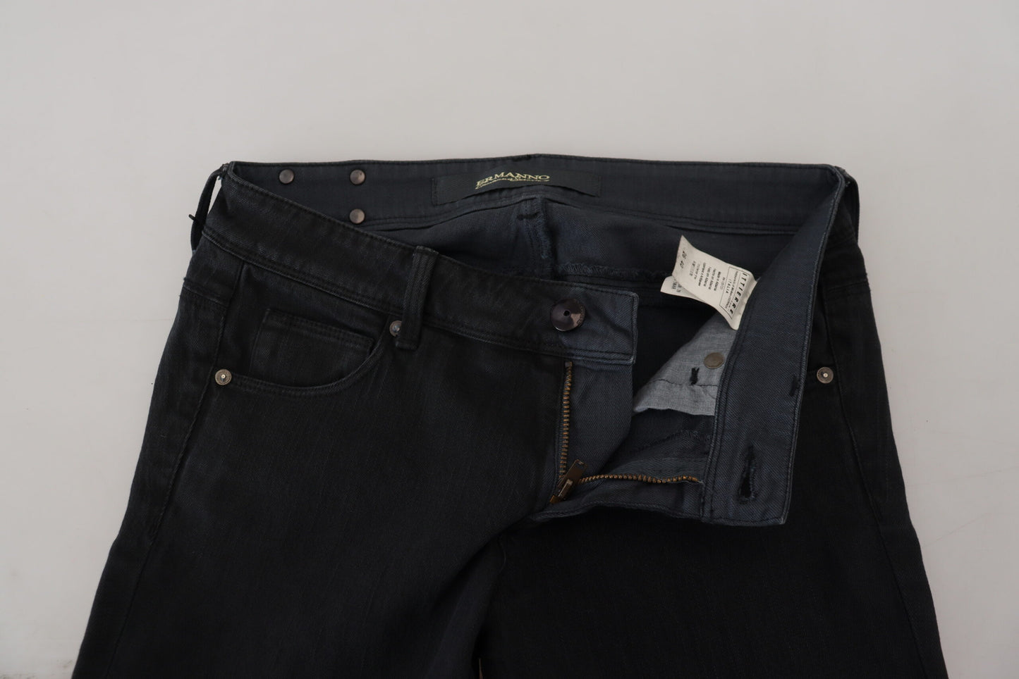 Ermanno Scervino Black Cotton Slim Fit Women Denim Jeans Ermanno Scervino