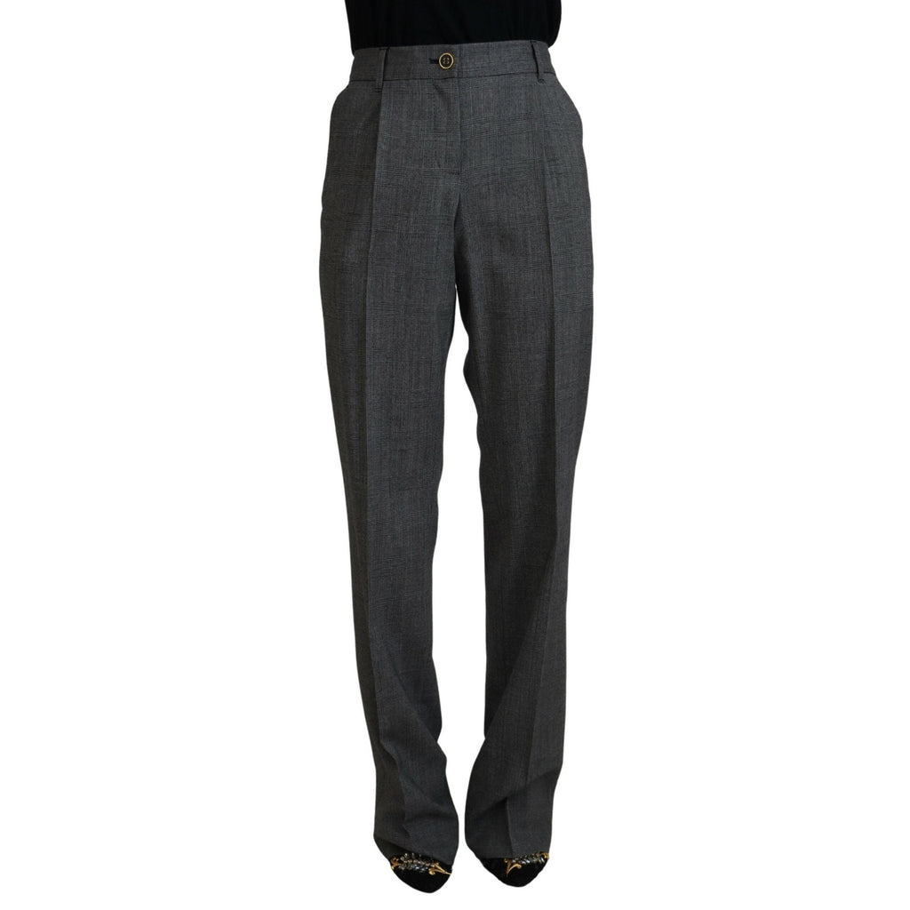 Dolce & Gabbana Gray High Waist Women Wool Pants
