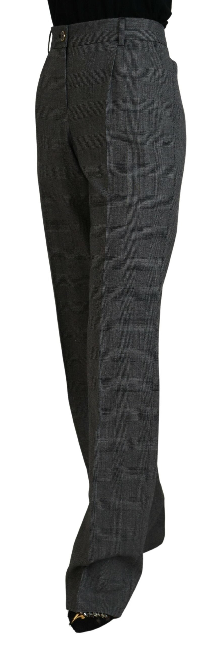 Dolce & Gabbana Gray High Waist Women Wool Pants Dolce & Gabbana