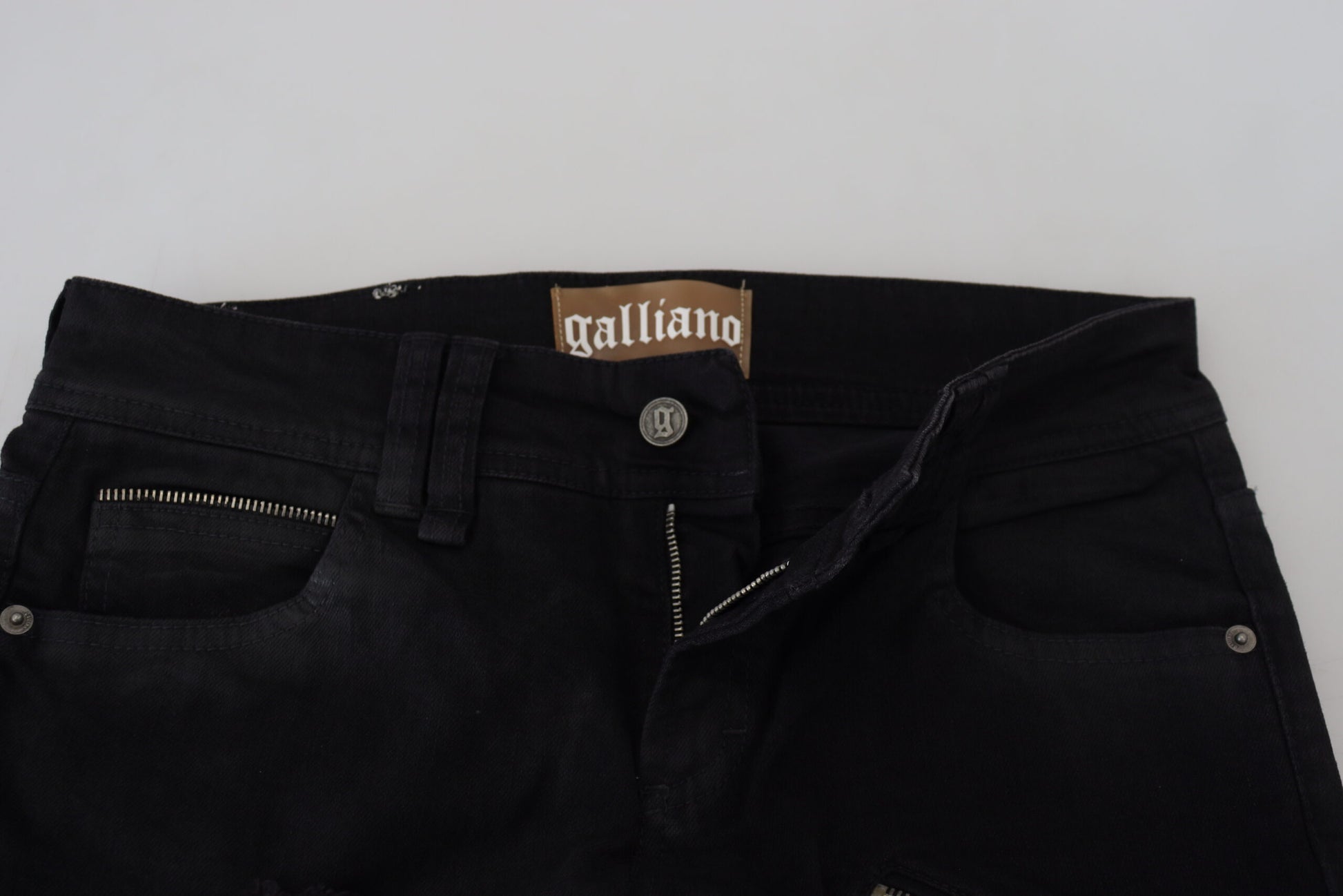 John Galliano Black Cotton Mid Waist Skinny Slim Fit Denim Jeans John Galliano