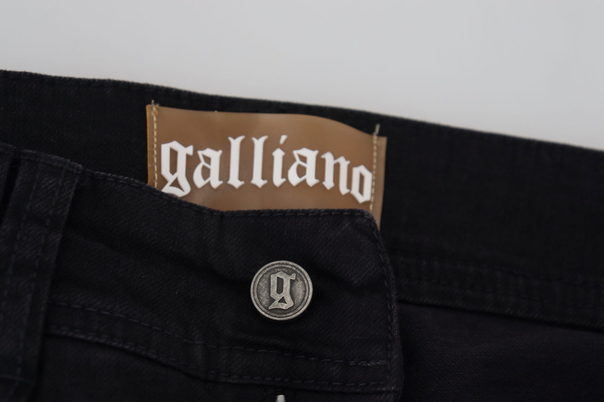 John Galliano Black Cotton Mid Waist Skinny Slim Fit Denim Jeans John Galliano