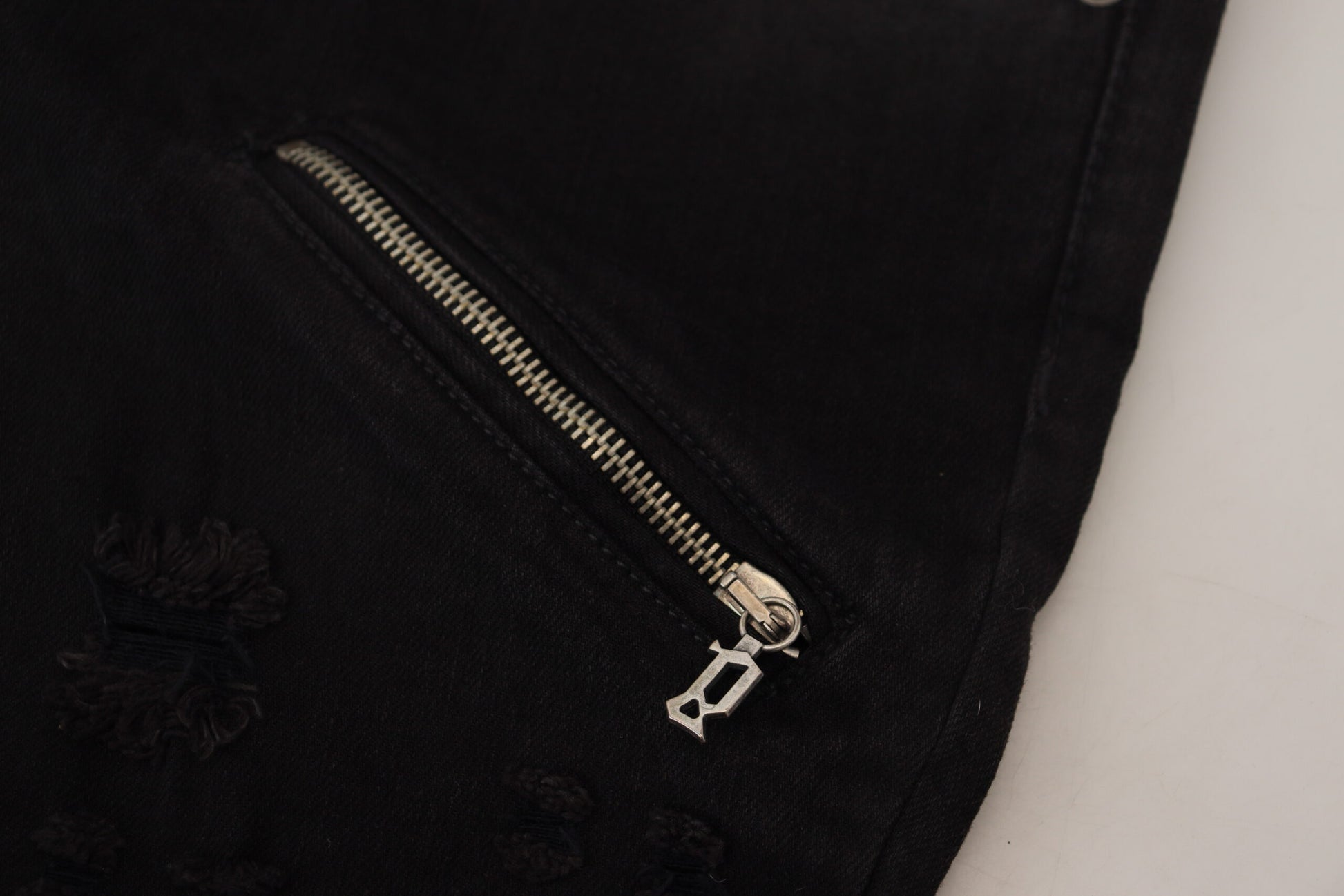 John Galliano Black Cotton Mid Waist Skinny Slim Fit Denim Jeans John Galliano