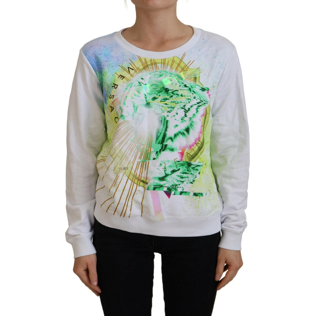 Versace Jeans White Graphic Print Long Sleeves Sweater