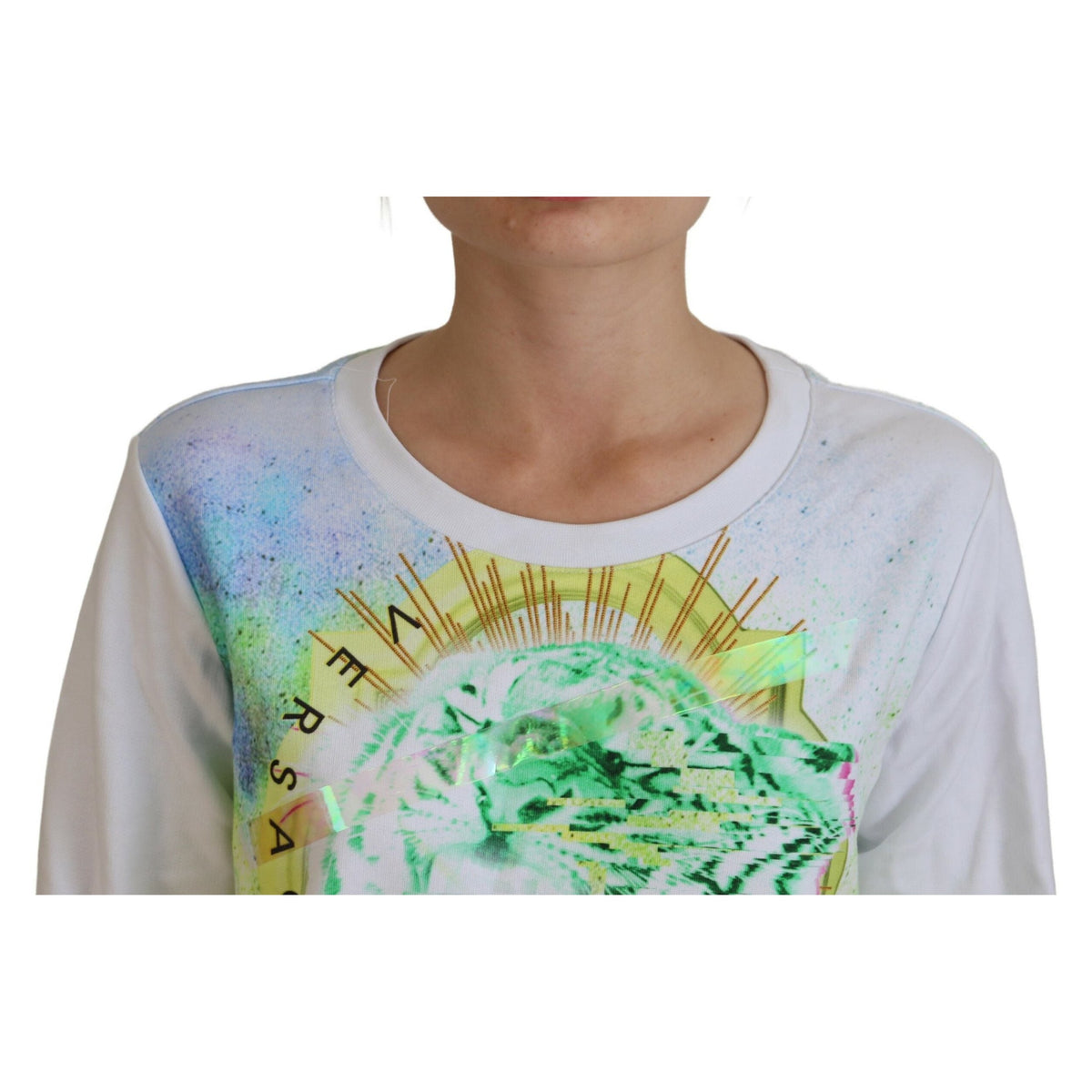 Versace Jeans White Graphic Print Long Sleeves Sweater