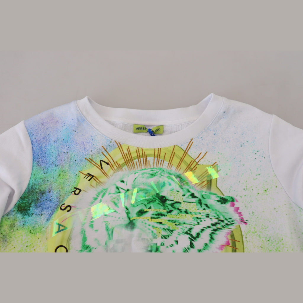 Versace Jeans White Graphic Print Long Sleeves Sweater