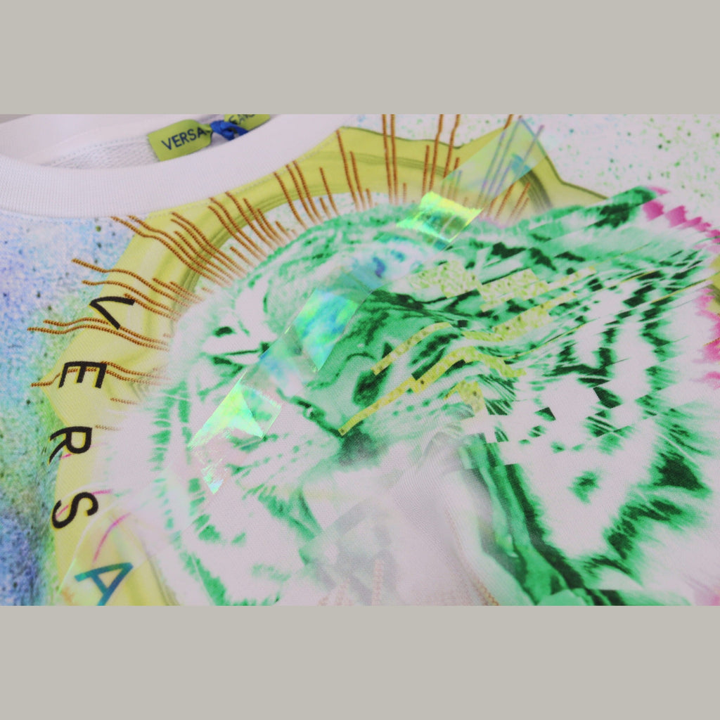 Versace Jeans White Graphic Print Long Sleeves Sweater