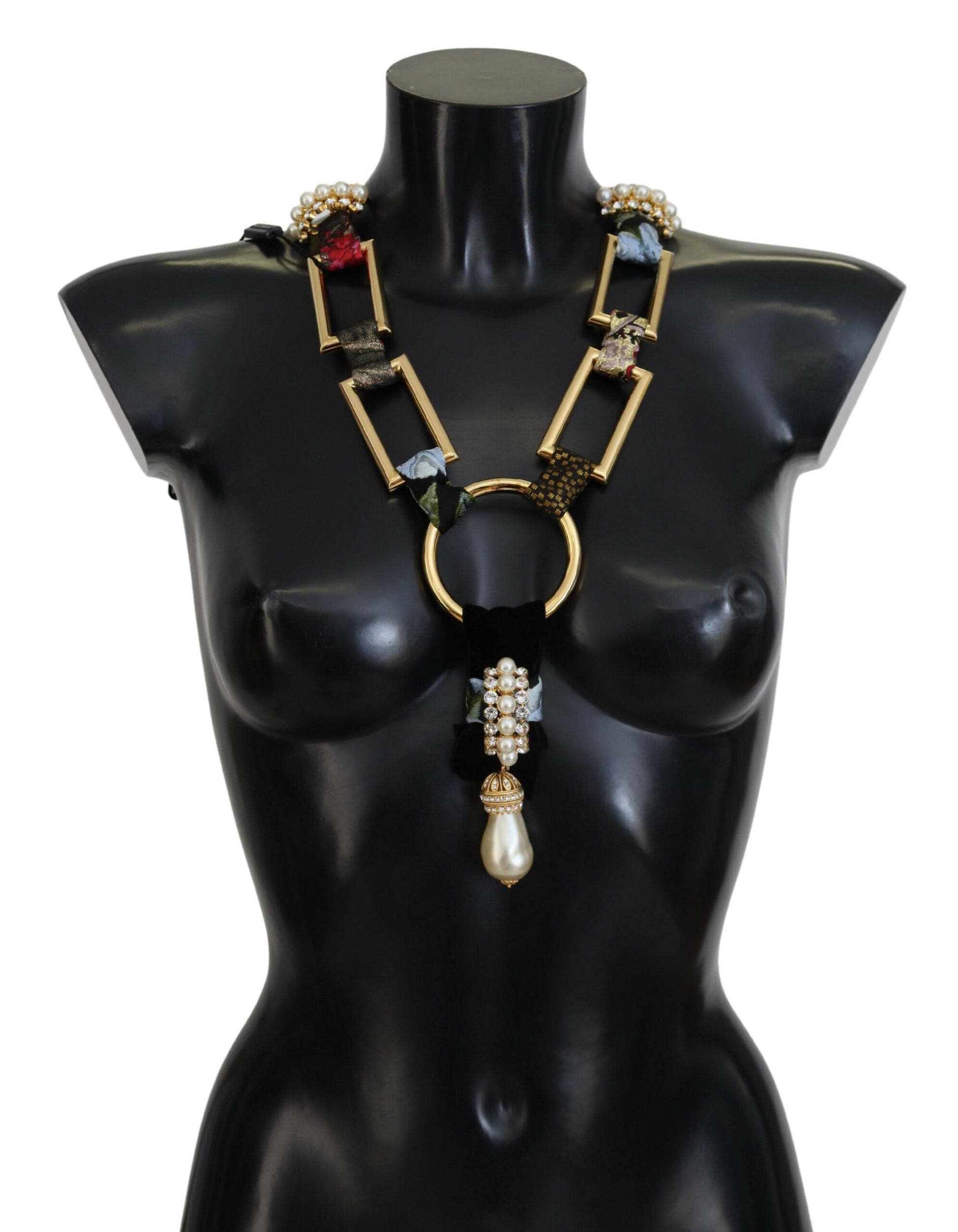 Dolce & Gabbana Gold Brass Sicily Crystal Robe Statement Necklace Dolce & Gabbana