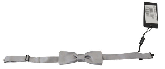 Dolce & Gabbana Gray Silk Adjustable Men Neck Papillon Bow Tie Dolce & Gabbana