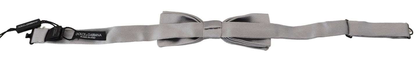 Dolce & Gabbana Gray Silk Adjustable Men Neck Papillon Bow Tie Dolce & Gabbana