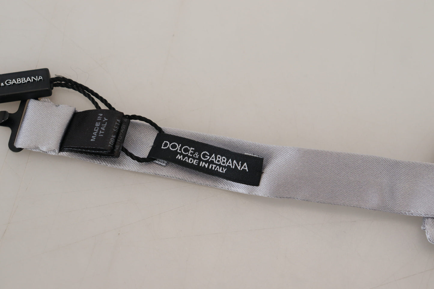 Dolce & Gabbana Gray Silk Adjustable Men Neck Papillon Bow Tie Dolce & Gabbana