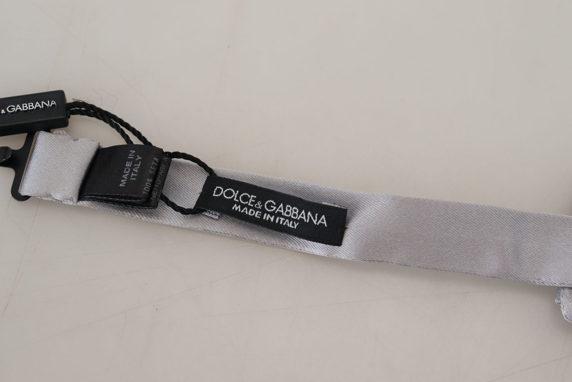 Dolce & Gabbana Gray Silk Adjustable Men Neck Papillon Bow Tie Dolce & Gabbana