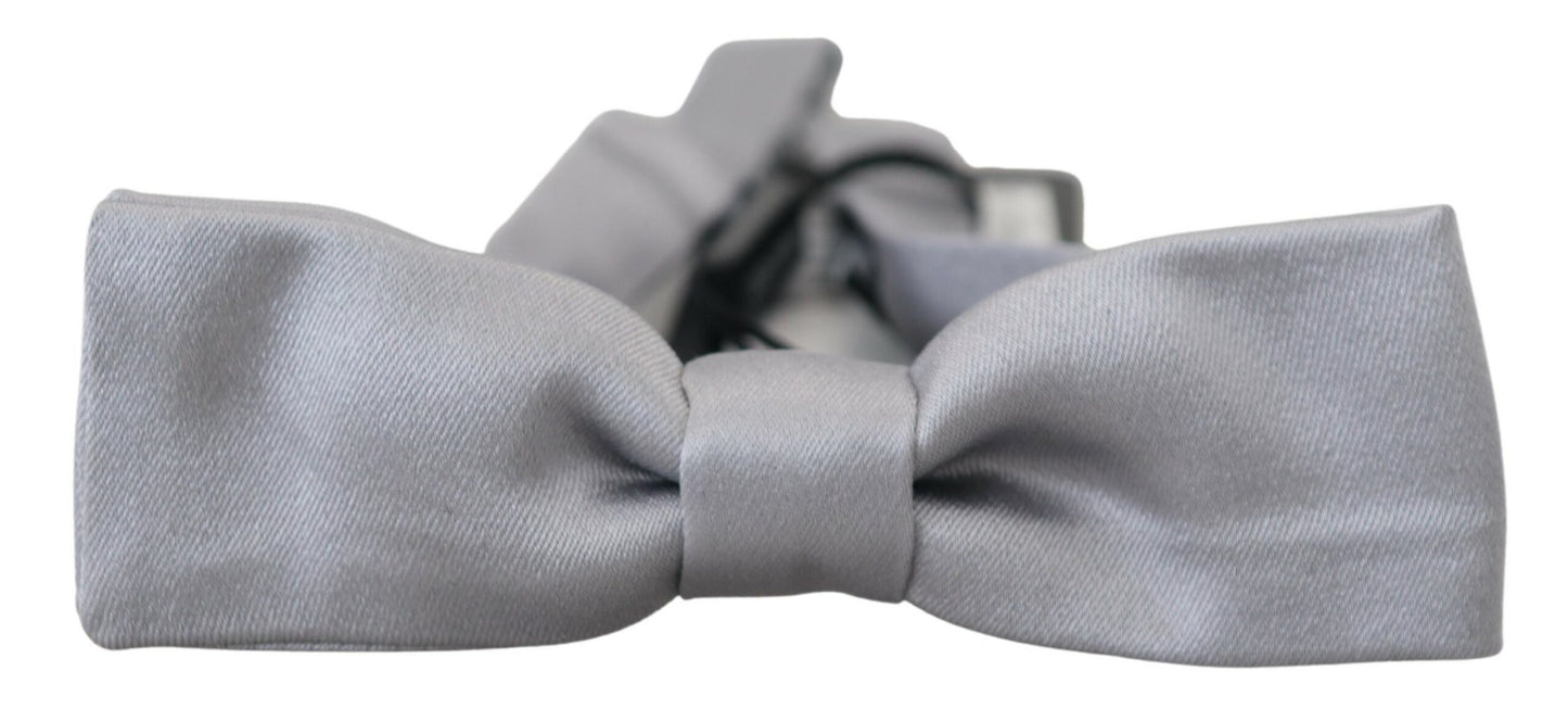 Dolce & Gabbana Gray Silk Adjustable Men Neck Papillon Bow Tie Dolce & Gabbana